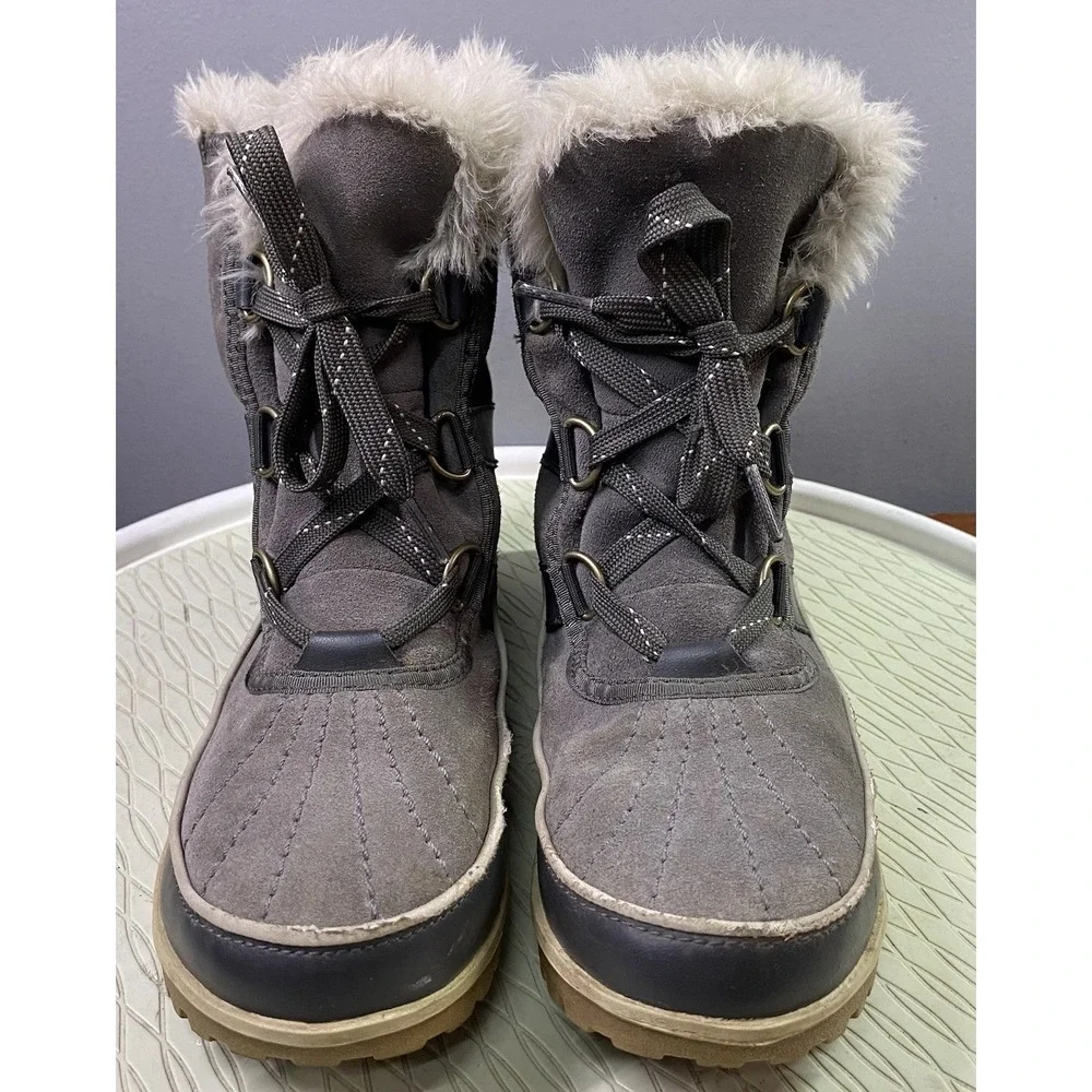 Sorel Tivoli II Women's Winter Snow Boots Waterproof Suede Faux Fur‎ Gray 8.5